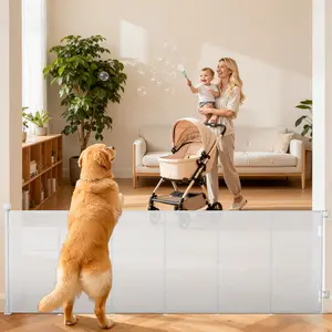 Retractable Baby Gate for Stairs, 42" Tall X 120" Wide Mesh Dog Gate Indoor, Child Gate for Doorways, Hallways, Deck, Indoor/Outdoor Pet Baby Safety Essentials for Home