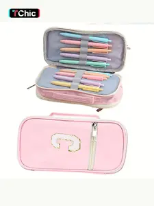Cute Preppy Girl Pencil Case, Large Capacity Oxford Fabric, Zipper Bag, Divided Stationery Organizer, Gift for Kids & Adults