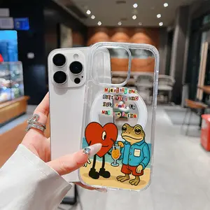 Frog and Heart Life Quote pattern phone case,acrylic transparent magnetic soft case,suitable for iPhone 17 Pro Max 16 15 14 13 12 11,anti drop phone case,lightweight and durable,supports wireless charging,Cute Gift Idea,gift for her