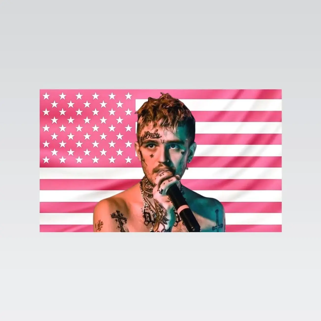 Lil Peep Pink American Flag Tapestry – Emo Rap Wall Art | Aesthetic Pink Flag | Alternative Music Decor | Artist Room Gift