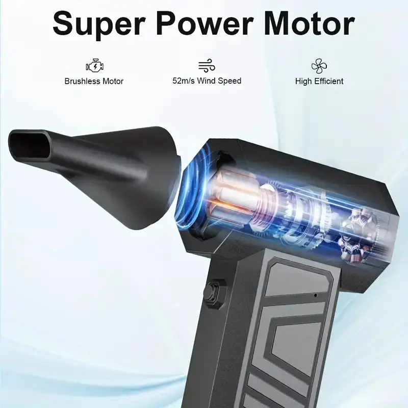 Compressed Air Duster,130000RPM Super Power Cordless Air Duster,Rechargeable Brushless Blower,3 Gear Adjustable Mini Blower with LED Light,Dust Remover for Computer/House/Outdoor/Car