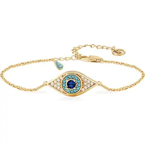 Evil Eye Bracelet 18k Gold Plated Turquoise Zirconia Link Bracelets Trendy Jewelry Gift for Women Adjustable 5.9" with 1.9'' Extender