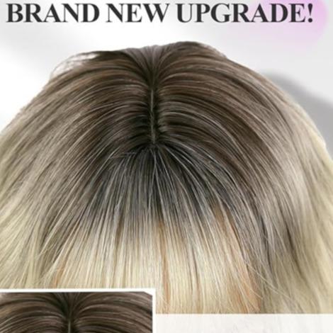 Platinum Blonde Bob Wig for Women Short Blond Wavy Wig with Bangs Natural Looking Synthetic Ombre Blonde Curly Wig for Daily Party Use（14inch）