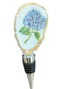 Decoupaged Oyster Wine Stopper - Hydrangea
