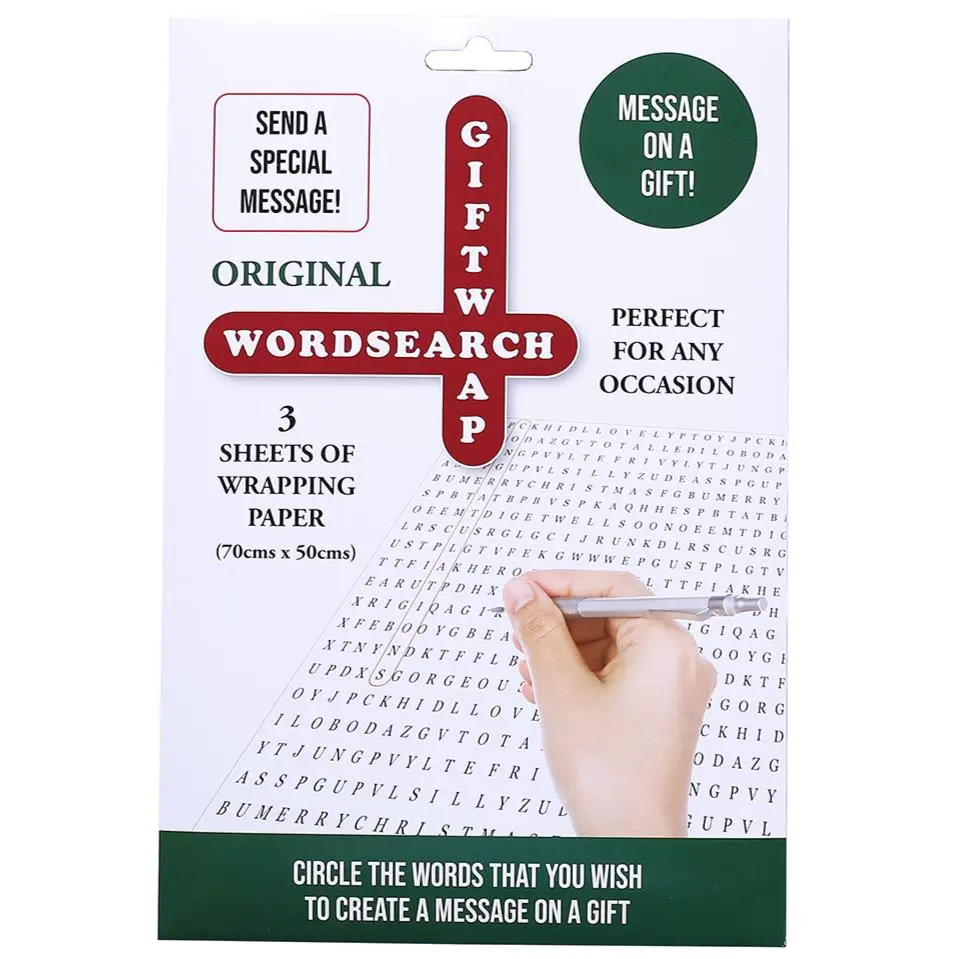 Crossword Puzzle Wrapping Paper – 3 Sheets of Interactive Gift-Wrap Fun! 🔎🎁