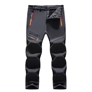 Men's Gray Heavyweight Hiking Pants - Knee Pad Details, Multiple Pockets Design, Perfect for Climbing & Outdoor Activities