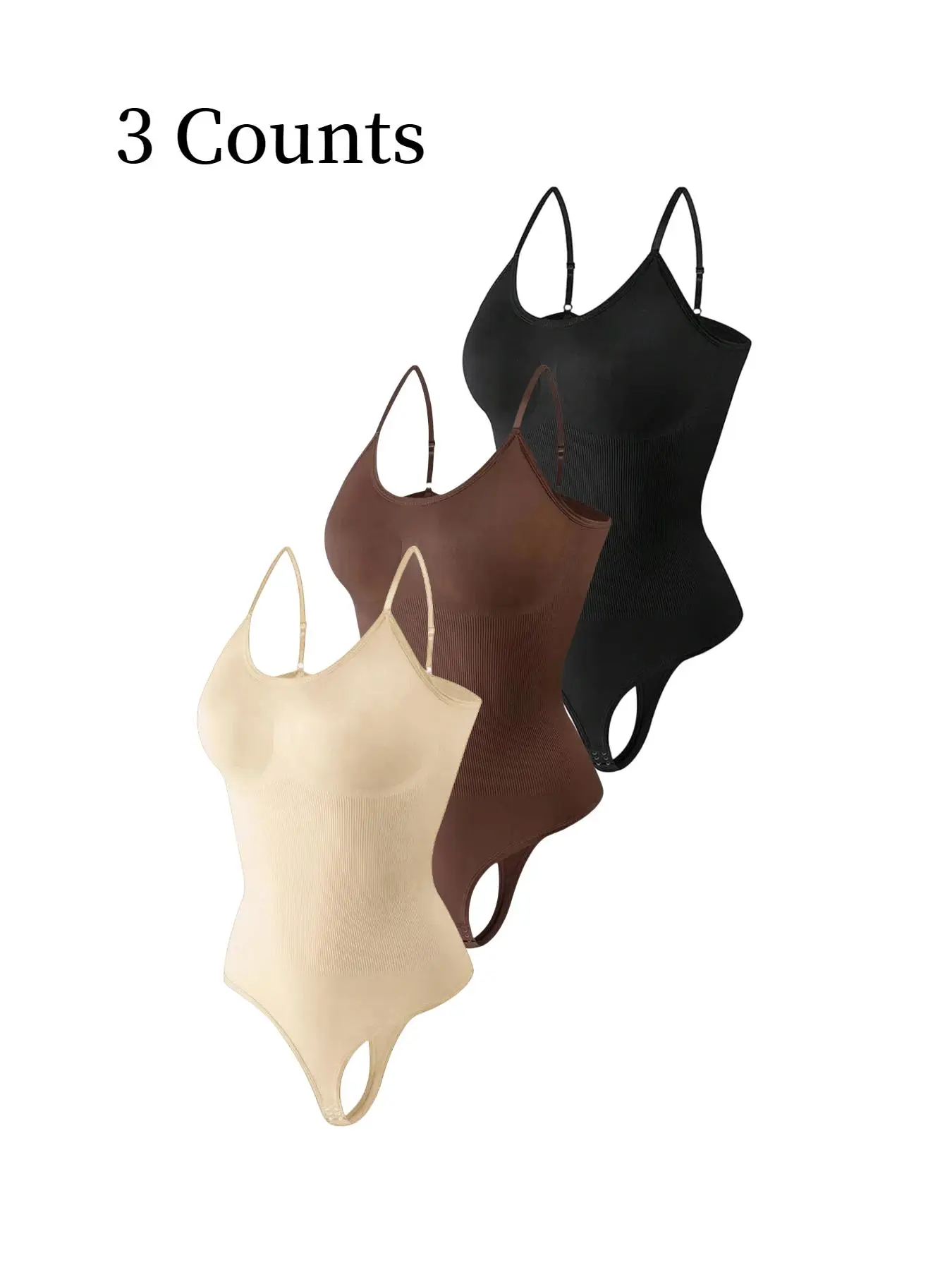Women's Solid Color Adjustable Strap High Body Shaping Compression Shapewear Cami Bodysuit, Basic Tummy Control Shaper, Ladies Shapewear for All Seasons, Daily Wear Shapewear