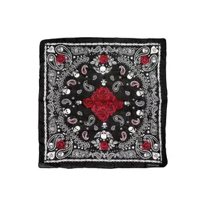 Gothic Skull Paisley Floral Print Cotton Bandana