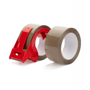 Brown box sealing packing tape, 1.89 inches wide, 60 yards long, with 1 dispensing gun, Convenient Dispenser, heavy duty packing tape with dispenser, packing tape, clear packing tape gun for box packing, Self Adhesive Seal