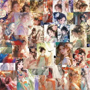 Chinese Style Girl Pattern Sticker, 50pcs/set Chinese Classic Traditional Aesthetic Art Sticker, Decorative Sticker for Laptop, Scrapbooking, Sticker Sheets