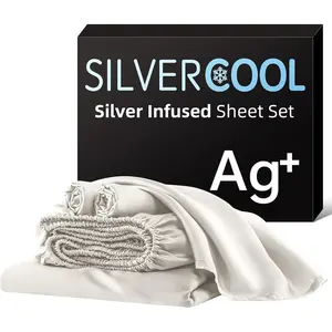 Viscose & Silk Blended  Infused  Bed Sheets, 10%  for Permanent Self-Purifying & Clear  & -Prone, Cooling Sheets Bedding for Hot Sleepers,  Odor Control Sheets