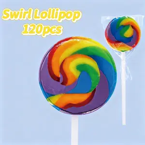 Swirl Lollipop, Rainbow Lollipops Individually Wrapped Bulk, Kid's Lollipops Candy for Birthday, Mixed Fruit Flavor 120 Pack
