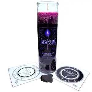 Uncrossing Candle Kit | Seal of Power | Protection & Energy Cleansing | Amethyst & Obsidian Infused | Healing Hussle