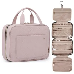 BAGSMART Large Toiletry Bag Travel Bag with Hanging Hook, Water-Resistant Makeup Cosmetic Bag Travel Organizer for Accessories, Shampoo, Full Sized Container, Toiletries