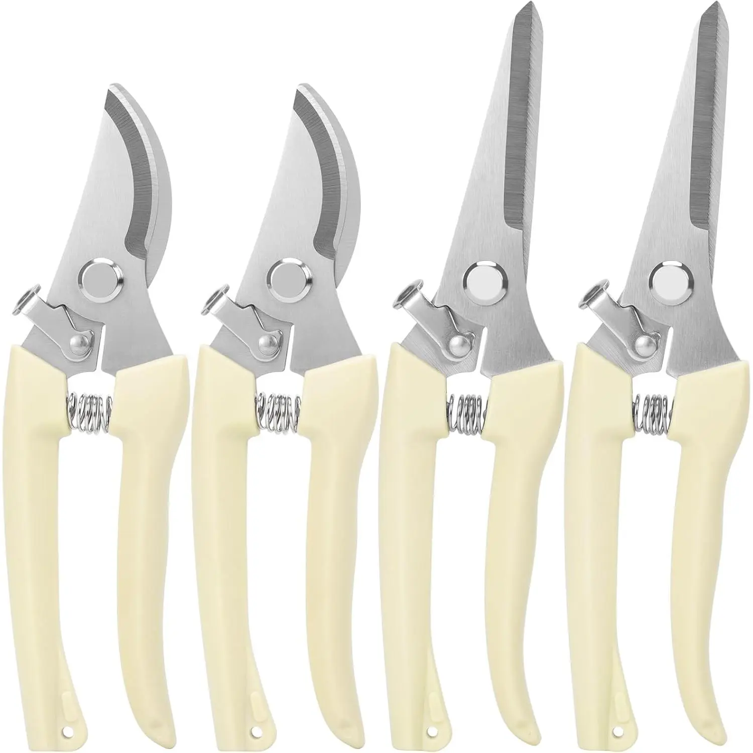 4-Pieces 3Cr13 Stainless Steel Pruning Shears - Sharp Bypass & Straight Blades, Handheld Garden Clippers with Good Cutting Performance for Branches/Vines, Plant Trimming, Gardening Gifts for Gardeners