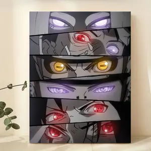 Anime Eyes Japanese Wood Decoration & Real Touch Artificial Rose Bouquet - Waterproof Otaku Aesthetic Posters & Prints, Wall Art for Bedroom, Room Decor, Gift for Anime Fans