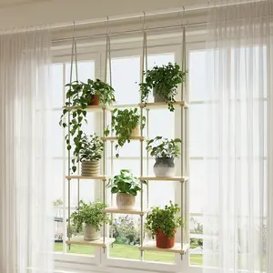 Window Plant Shelves 8-Tier Plant Shelves for Indoor Window Shelf for Plants Wall Mounted Window Sill Plant Shelf Living Room Boho