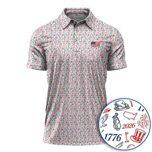 USA 250 Celebration Golf Polo Shirt – Men’s Patriotic Flag Golf Apparel