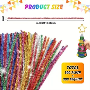 400 Pieces Of Colorful Pipe Cleaners,Bendable Chenille Wire For Diy Crafts And Decorations,Glitter Pipe Cleaners