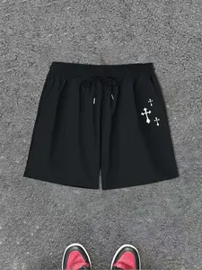 Men's Fashion Casual Shorts with Pockets, Comfortable and Stylish, Cross Pattern, Vintage Style, Slim-Fitting Boxers/trunks