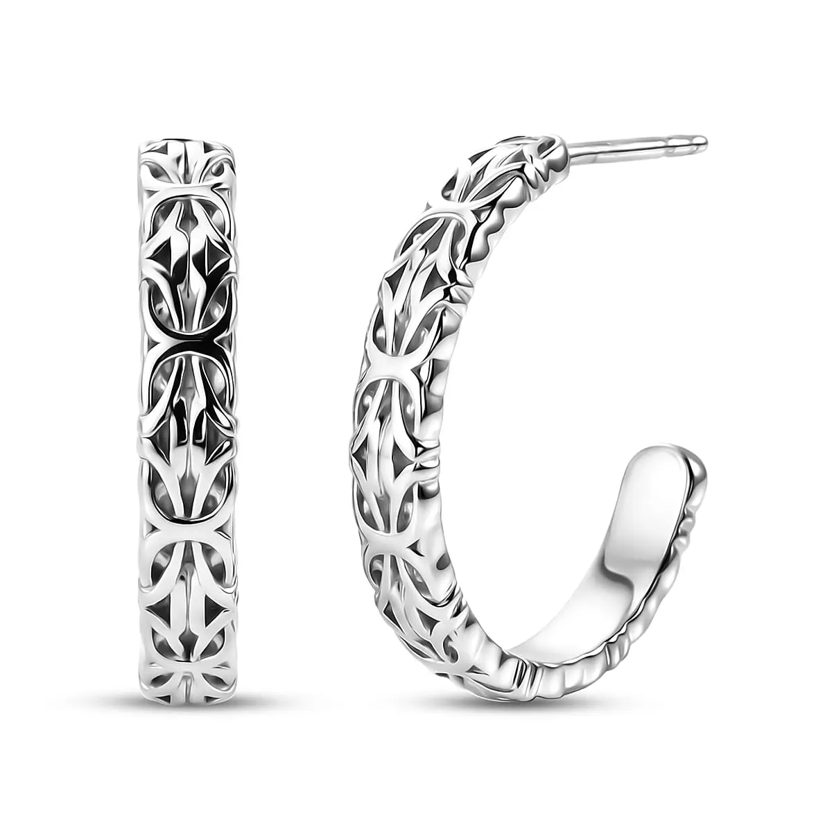 D'Joy Passport to Turkey Rhodium Over Sterling Silver Hoop Earrings (4.40 g)