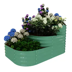 [FLASH SALE] Garvee 3-in-1 Modular Raised Garden Bed Kit - Galvanized Steel Tiered Planter Box for Vegetables, Outdoor Green Planting