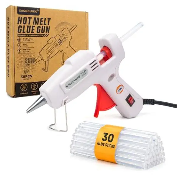 Mini Hot Glue Kit with 30 Glue Sticks, 20W Fast Heating, White