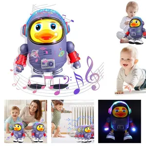 Dancing Space Duck Toy with Music & LED Lights, Musical Light Up Astronaut Duck Walking Toy, Swing Arm Dance Toy for Baby Toddlers Boys Girls Gift