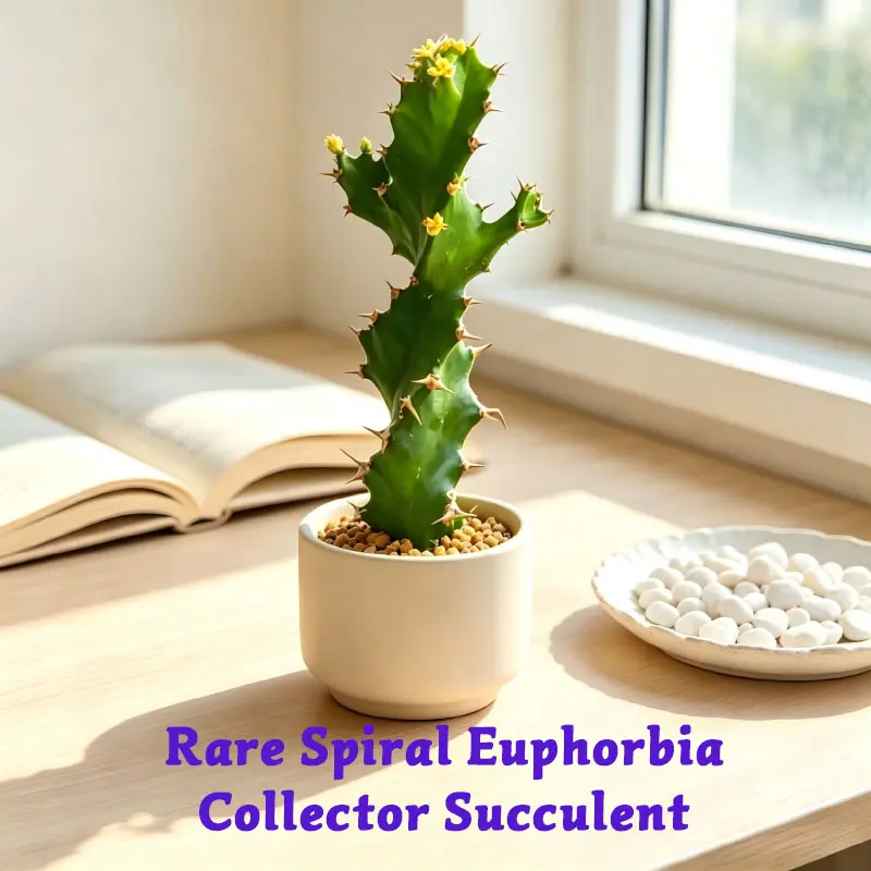 Spiral Euphorbia Trigona Rare Succulent, Unique Twisted Column Stems, Sculptural Architectural Foliage, Low Maintenance Drought Tolerant Houseplant, Indoor Windowsill & Patio Decor, 3–5in Established Plant