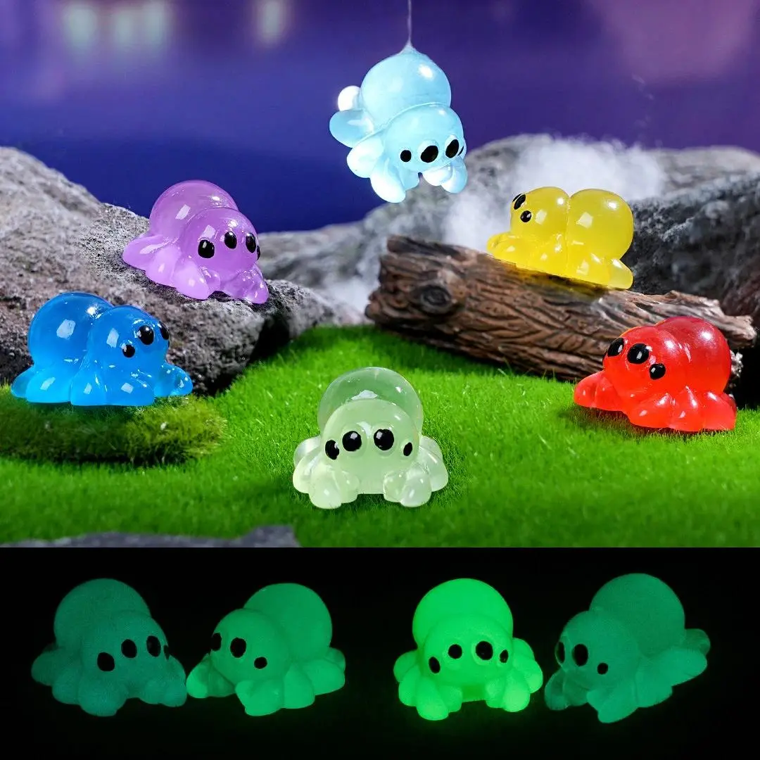 10-50PCS Colorful Luminous Mini Spider Micro Landscape Figure Ornament DIY Glowing Spider Miniature Statue Potted Garden Decor, Yard Art, 10Pcs