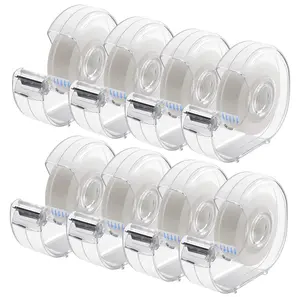 Transparent Tape with Dispenser & Refills (8 Pack) – 0.7x1000 Inch Clear Tape for Home/School/Office Supplies