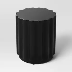 Sculped Round End Table Black - Room Essentials