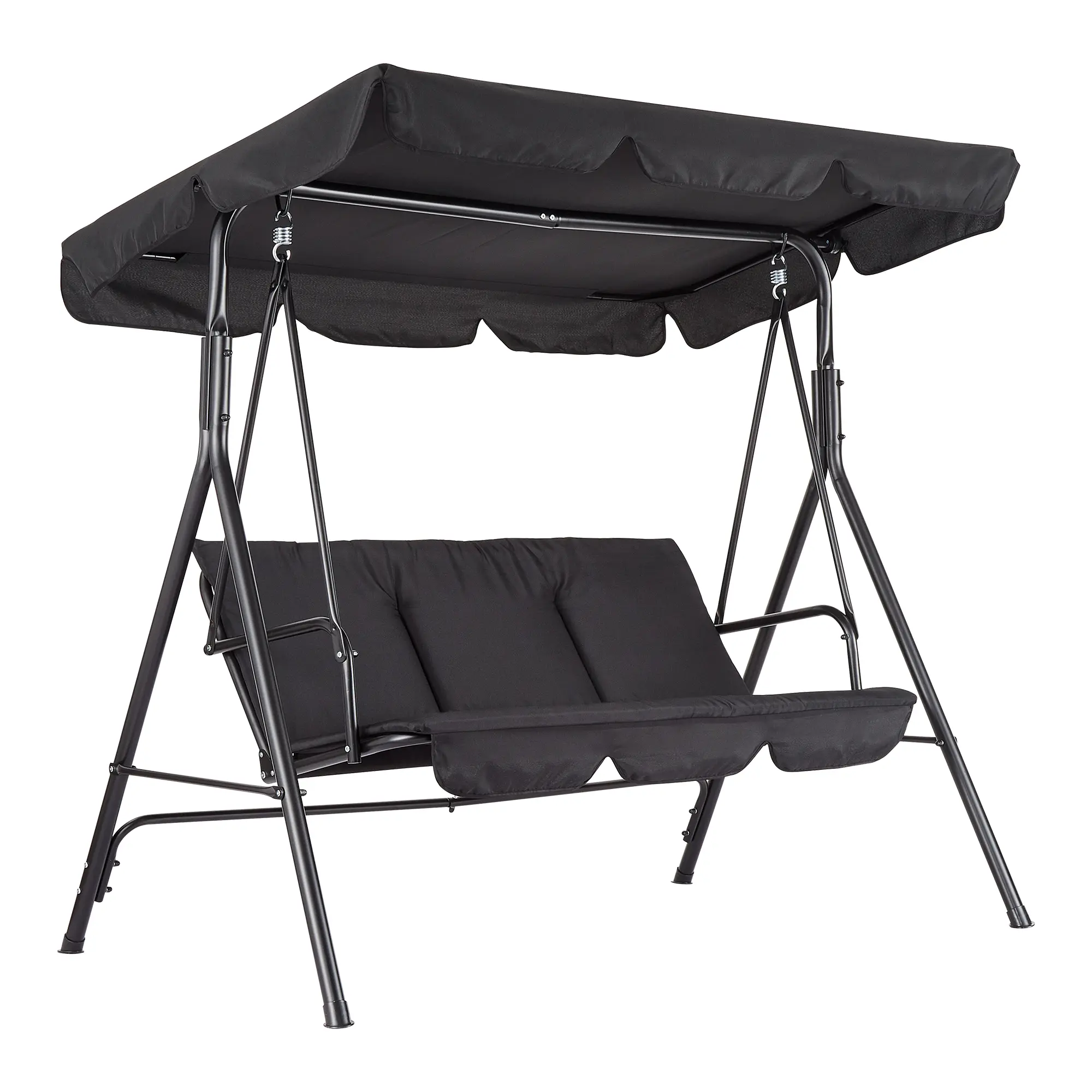 Outdoor Patio Swing Chair with Adjustable Canopy – Durable Steel Frame, Breathable Textilene Seats & Cushions, Heavy-Duty Glider Bench for Garden, Backyard, Poolside
