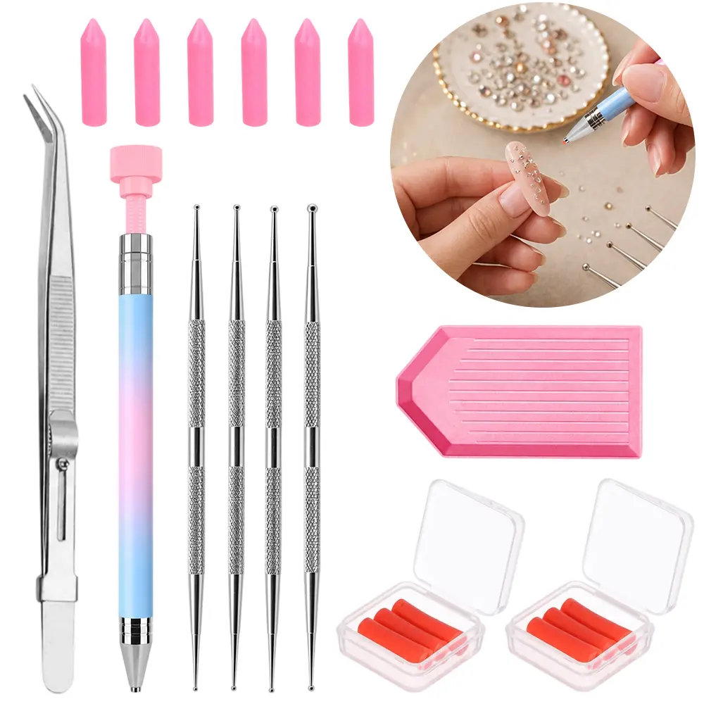 Rhinestone Picker Tool Refillable Wax Pen Metal Diamond Art Pens Bedazzling Wax Pen Nail Dotting Tool for Diamond Painting Jewelry