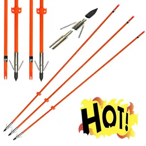 3pcs 32''Archery Fiberglass Arrow Bowfishing Arrows with Fish Hunting Broadhead
