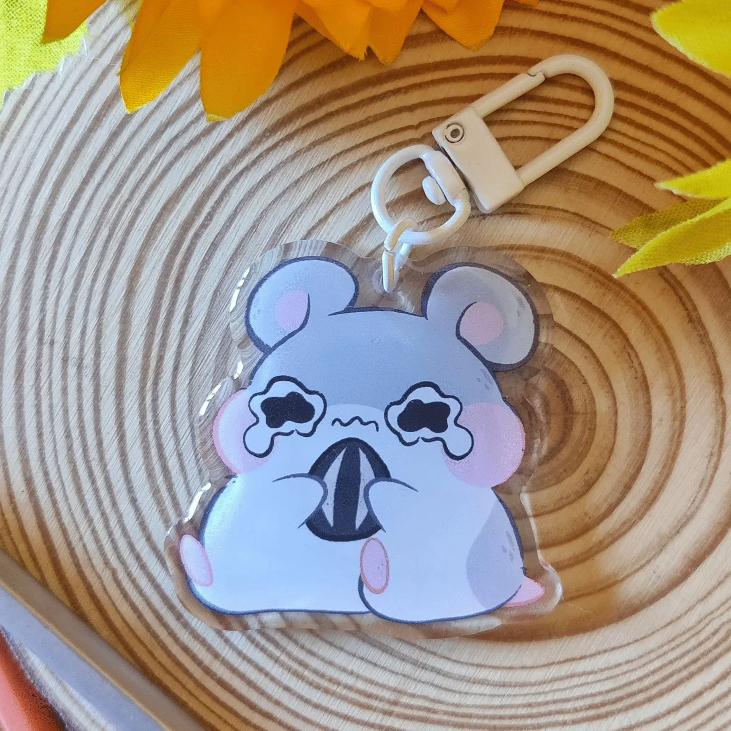 Crying Hamster Acrylic Keychain, Hamster Meme Keychains, Hamsters Keychain Gift Ideas, Cute Animals, Crying Hamster Gift, Kawaii Keychain Accessories