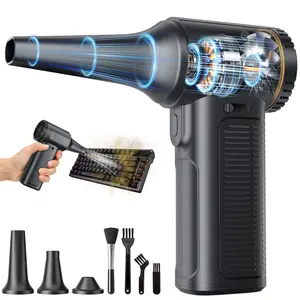 SHEKAR F11 Electric Air Duster, Compressed Air Blower Gun, Adjustable Gears, Rechargeable Cordless, Mini Turbo Jet Fan for Keyboard, PC, Car, Home & Outdoor Cleaning Powerful Portable