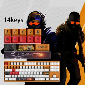 CSGO Keycaps 14-Key Set, Thick PBT Keycap for Mechanical Gaming Keyboard, Custom Printed ESC WASD Arrow Keys, Gift for Counter-Strike Gamer, Keyboard Upgrade