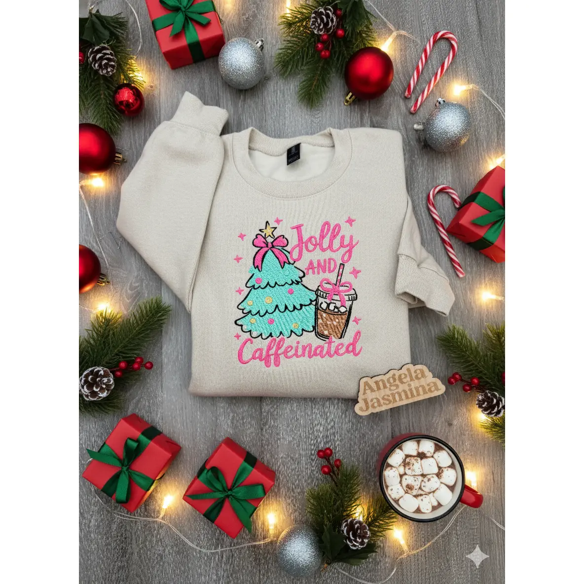 Jolly & Caffeinated Embroidered Sweatshirt
