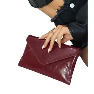 ELAINE BURGUNDY FAUX LEATHER CLUTCH BAG