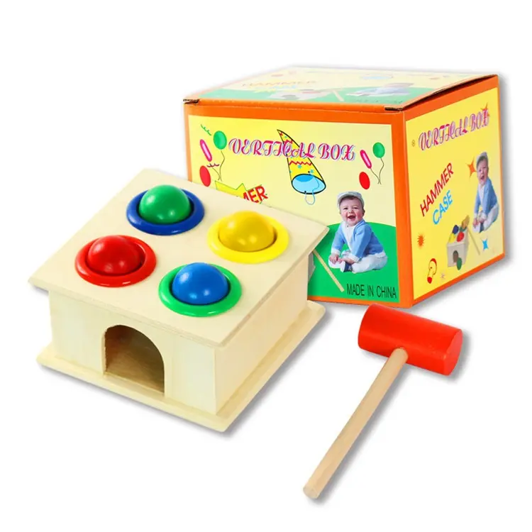 Wooden hammering table, hammer box, piling table, educational toy for 1-2-3 year old babies, early education children's educational toy