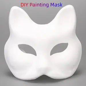 3pcs Fox Face Paper Mache Masks for Girls and Boys, DIY Paintable Halloween Costumes, Perfect for Creative Crafts & Party Favors