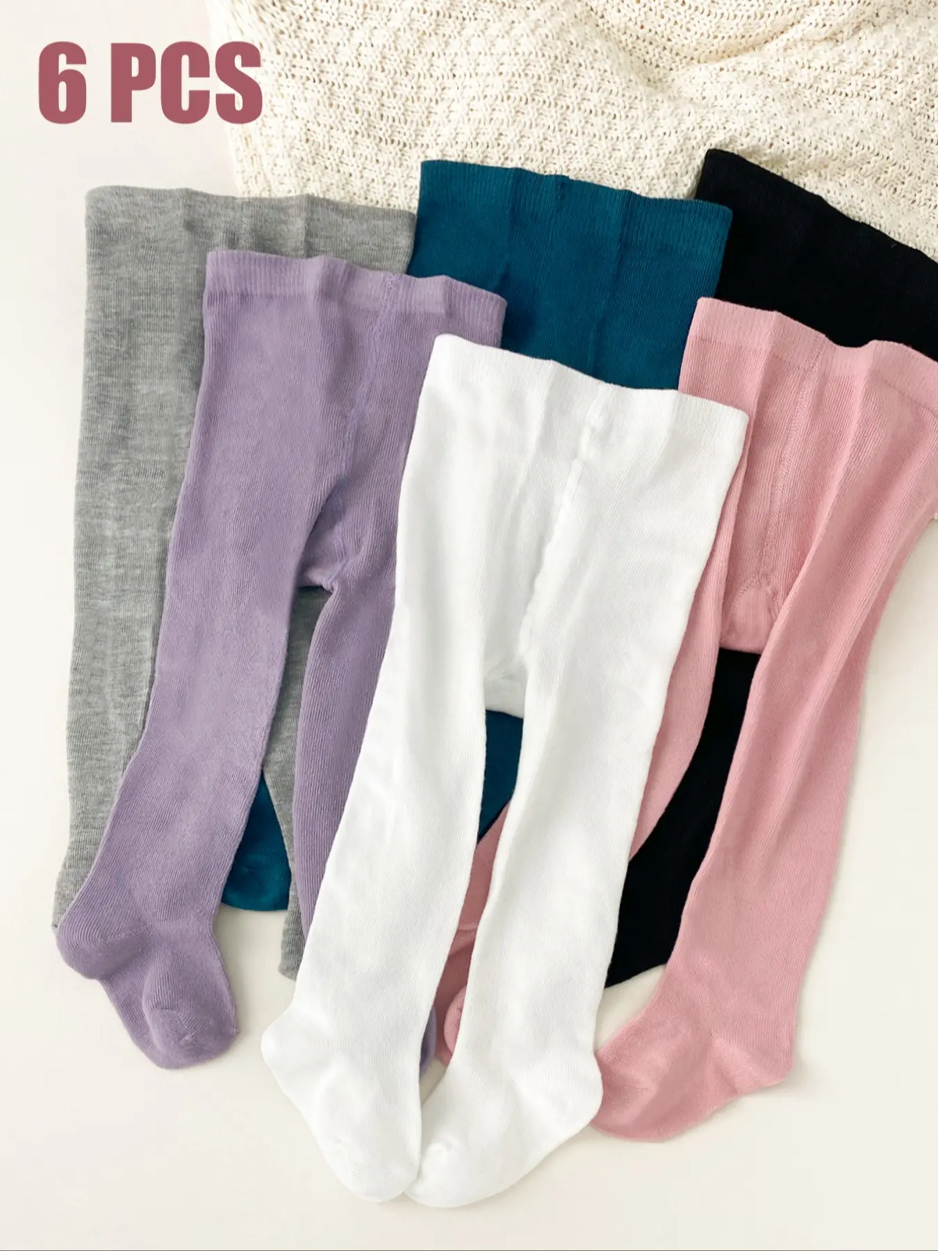 Girls' Junior Jumpsuits Set of 6, Leggings, Simple Casual Solid Color Design, Variety, Suitable for Outerwear, Medium Thickness, Elasticity, Perfect for Spring & Fall