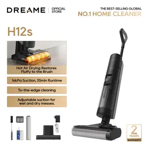 DREAME H12s Vacuum Mop, Cordless Wet and Dry Vacuum, Cordless Vacuum Mop All in One for Hard Floors, Edge Cleaning with Dirt Detection, Hot Air Drying, Smart Floor Cleaner Great for Sticky Messes on Multi-Surfaces