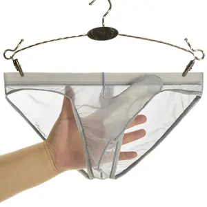 Men's Transparent Elephant Nose Underwear Mesh Thin Bullet Separation Sexy Pouch Briefs for Young Men