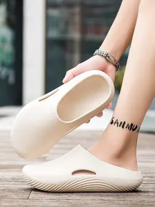 Men's Casual Plain Color Slides, Comfortable Breathable Non-slip Slippers for Indoor Outdoor Wear, Foot Care Slippers for Men, Boy