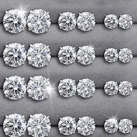 12/24 Pairs Earring Stacking Set, Elegant Geometric Artificial Zircon, Unisex Jewelry for Daily Wear, Party, Wedding Gifts