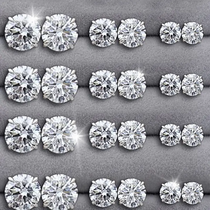 12/24 Pairs Earring Stacking Set, Elegant Geometric Artificial Zircon, Unisex Jewelry for Daily Wear, Party, Wedding Gifts
