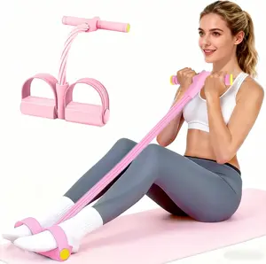 Pedal Resistance Bands with Handles, Upgrade 4-Tubes Manual Tension Training Pedal, Natural Rubber Foot Pedal Resistance Bands, Multifunction Fitness Bands for Abdomen, Waist, Arm, Leg