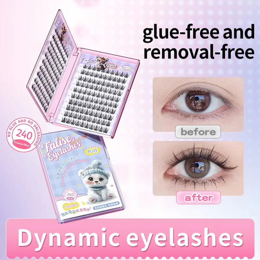 Life Girls No-Adhesive False Eyelashes, Large Capacity, Sunflower Design, Natural Look, Segmented, Curling, Dense Lashes
